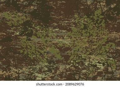 Simple vector camouflage seamless pattern in khaki color. Brown green abstract texture