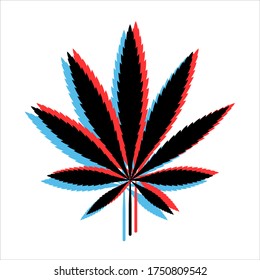 Einfache Vektorgrafik Cannabis Leaf Silhouette. Sativa Marihuana