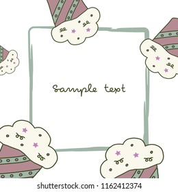 Simple vector card with muffins in vintage style with green text