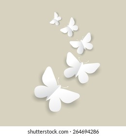 Simple vector card with paper butterfly. Elements for design.