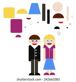 simple vector cartoon figures of geometric shapes