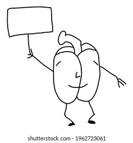 simple vector cartoon illustration pepper with card