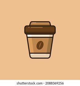 Simple vector cartoon style coffee cup. Coffee cup doodle. Cartoon. HD vector illustration