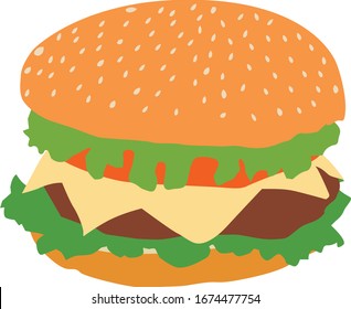 Simple vector cheese burguer with tomatoe