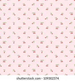 Simple vector cherry pattern, background for kids. Tiny things collection