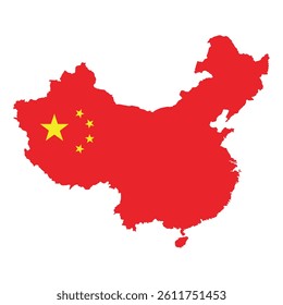 simple vector of chinese map with their flag pattern