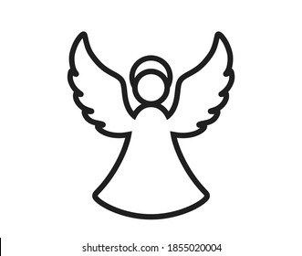 Simple vector christmas angel line icon. christmas design element. black silhouette image