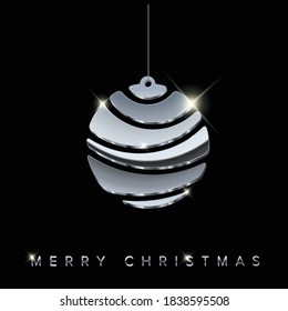 Simple vector christmas card with abstract silver christmas bulb decoration made from blocks - original new year card