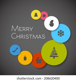 Simple vector christmas card with various seasonal elements