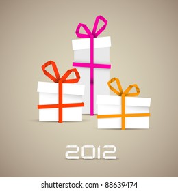 Simple vector christmas gift made from paper stripe - original new year card