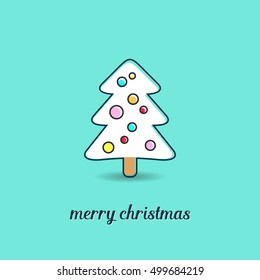 Simple vector christmas greeting card with christmas tree