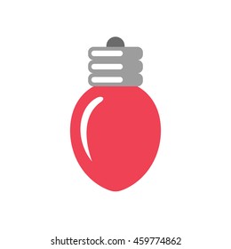 Simple Vector Christmas Light Bulb Icon Isolated On White Background. Flat Style. Navidad, Wedding Or Birthday Party Decoration. Colorful Logo Design.