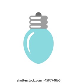 Simple vector Christmas light bulb icon isolated on white background. Flat style. Navidad, wedding or birthday party decoration. Colorful logo design.