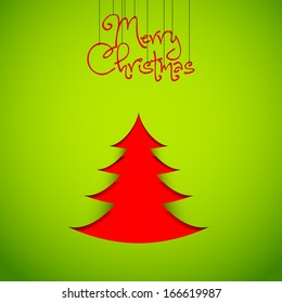 Simple vector christmas paper cut tree - original new year card