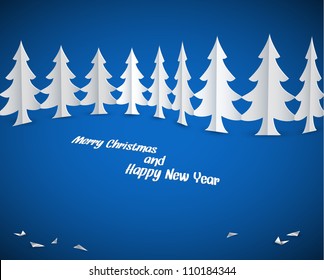 Simple vector christmas paper trees - original new year card