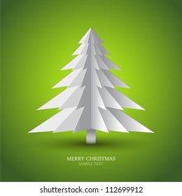 Simple vector christmas tree made from pieces of paper