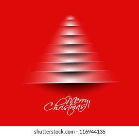 Simple vector christmas tree made from paper cut.