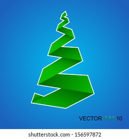 Simple vector christmas tree made from paper stripe