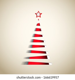 Simple vector christmas tree made from paper stripe - original new year card