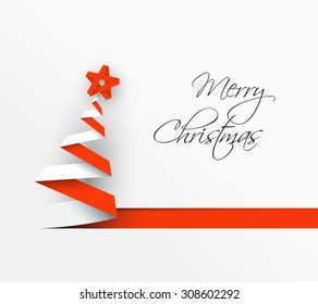 Simple vector christmas tree made from paper stripe - original new year card