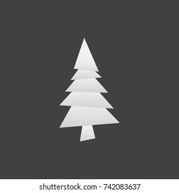 Simple vector christmas tree made from pieces of white paper - original new year card