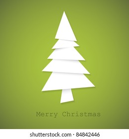 Simple vector christmas tree made from pieces of white paper - original new year card