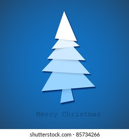 Simple vector christmas tree made from pieces of white paper - original new year card