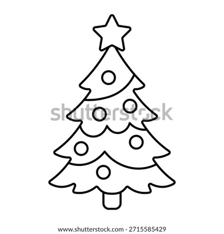 Simple vector Christmas Tree outline with star and ornaments