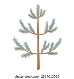 Simple vector Christmas tree with snow-covered branches, isolated on a white background. Winter clip art in simple doodle style. Winter forest in snow, pine and spruce for winter typography design.