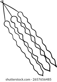 ein einfacher Vektor churchkhela Symbol, ein Haufen Süßigkeiten, nationale georgische Küche, schwarz-weiße handgezeichnete Symbole