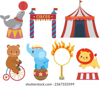 simple vector circus animal set 