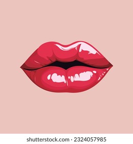 simple vector clip art of red lips giving kisses. isolated.