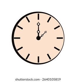 Simple vector Clock isolated transparent background. Round wall Clock in trendy vintage style. Ideal time art for t-shirt print fabric room wall textile decor template design. EPS 10
