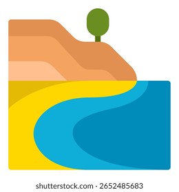 Simple vector coastline with land and water outlines.