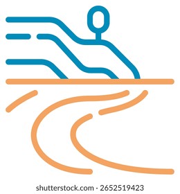 Línea de costa de Vector simple con contornos de tierra y agua.