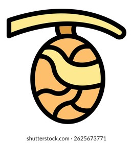 Simple vector cocoon icon with a hanging thread, perfect for your animal life cycle illustrations