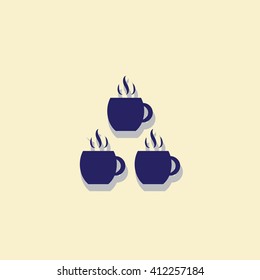 Simple vector coffee cup icon isolated on yellow background