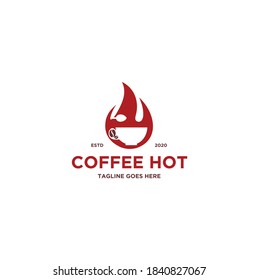 Simple Vector Coffee and Fire Icon Isolated on White Background