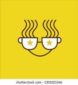 Simple vector coffee icon isolated on yellow background - Vector