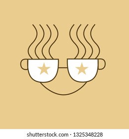 Simple vector coffee icon isolated on yellow background - Vector - Vector 