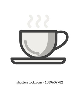 Simple vector coffee icon isolated on white background. Coffee and Tea line icons