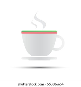 Simple vector coffee icon with italian flag isolated on white background