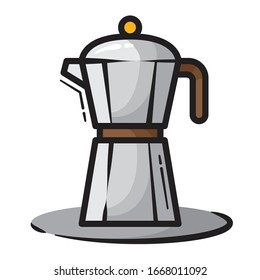 Simple vector coffee kettle icon 
full color on white background with cartoon style