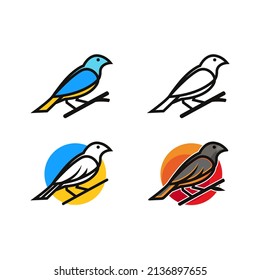 simple vector collection of finch bird logo 