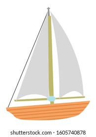 Simple, vector, color illustration of sail boat. Side view. Sea and swimming motives, water transport, tourism and outdoor activities