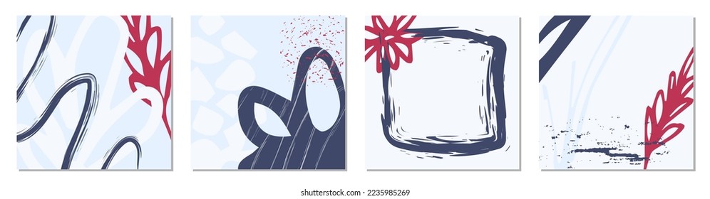 Ilustración simple de color vectorial. Conjunto de antecedentes cuadrados para publicaciones en medios sociales. Belleza y moda.