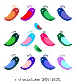 Simple vector of colorful birds suitable for cute vectors