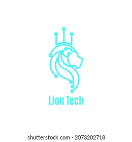 Simple Vector combination of lion and technology