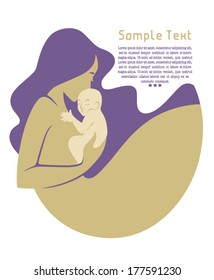 simple vector commercial background: mother love and newborn baby