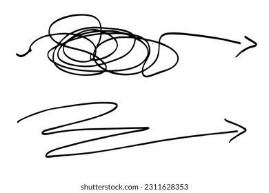 simple vector complicated way to destinantion sketch curl arrow single one line art, continuous 
